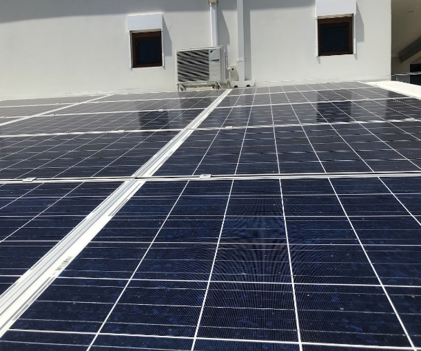 A PV panel powering a heat pump